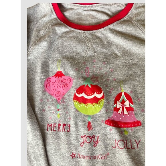 American Girl Pajama Set 2 PC Girl's Size Small 7/8 CHRISTMAS MERRY JOY JOLLY - Picture 6 of 9